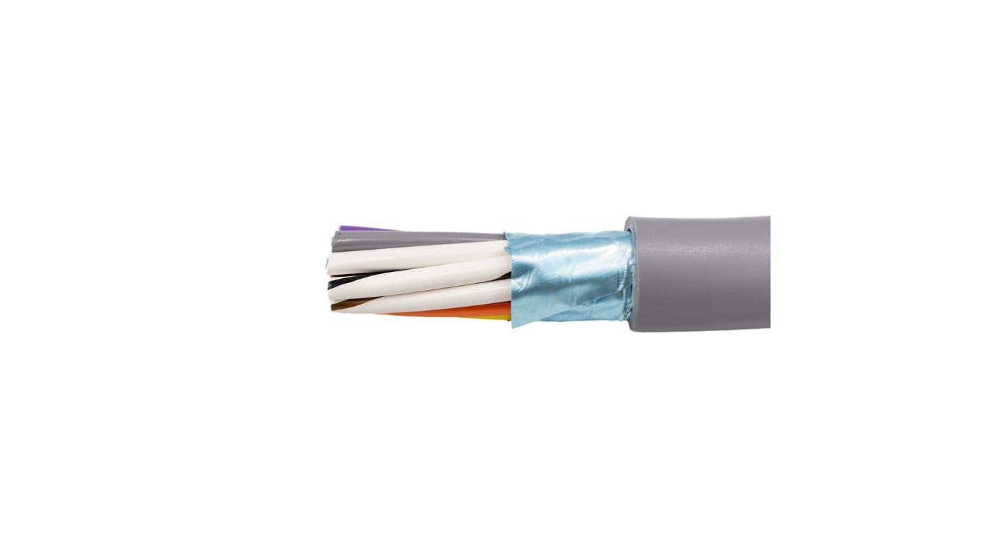 Câble de commande Blindé Alpha Wire Alpha Essentials Communication & Control 300 V, 12 x, 22 AWG, gaine PVC Gris, 305m
