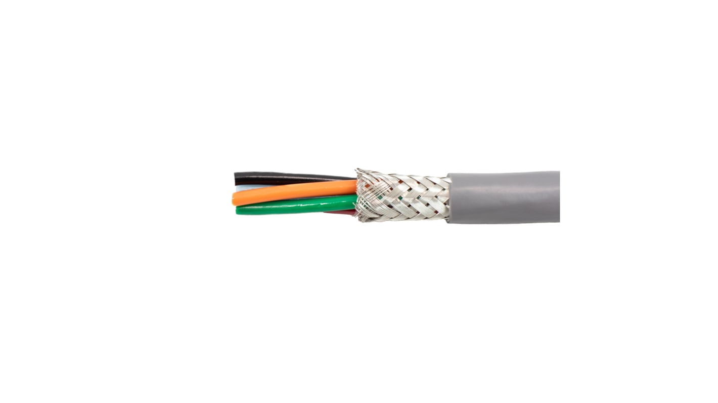 Alpha Wire Control Cable, 5 Cores, 0.52 mm², Screened, 30m, Grey PVC Sheath, 20 AWG