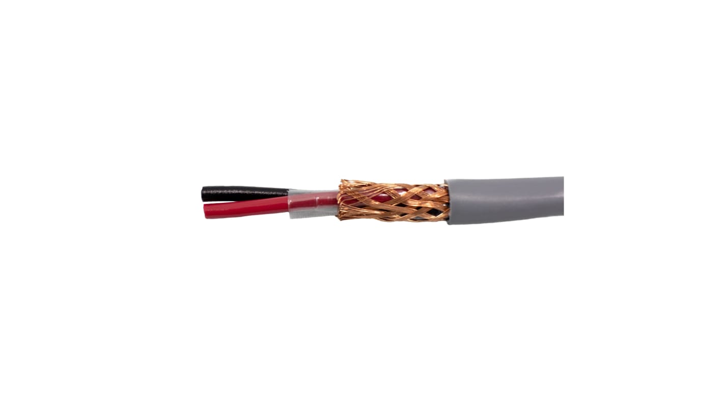 Alpha Wire Alpha Essentials Communication & Control Control Cable, 2 Cores, 0.33 mm², Screened, 305m, Grey PVC Sheath,
