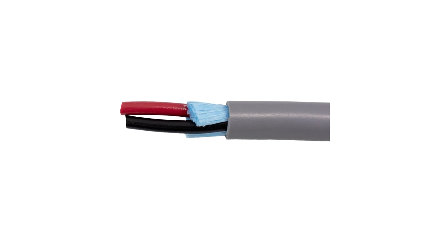 Alpha Wire Alpha Essentials Communication & Control Control Cable, 2 Cores, 2.09 mm², Unscreened, 305m, Grey PVC
