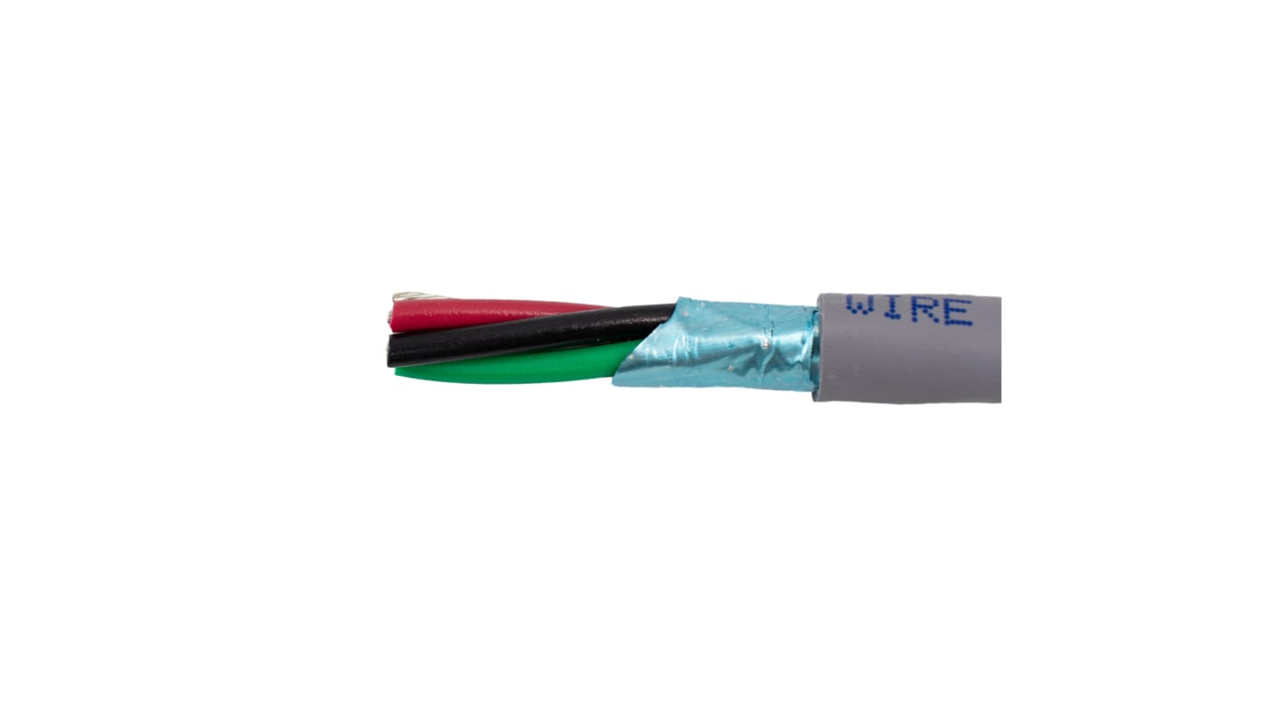 Câble de commande Blindé Alpha Wire Alpha Essentials Communication & Control 300 V, 4 x, 22 AWG, gaine PVC Gris, , 305m