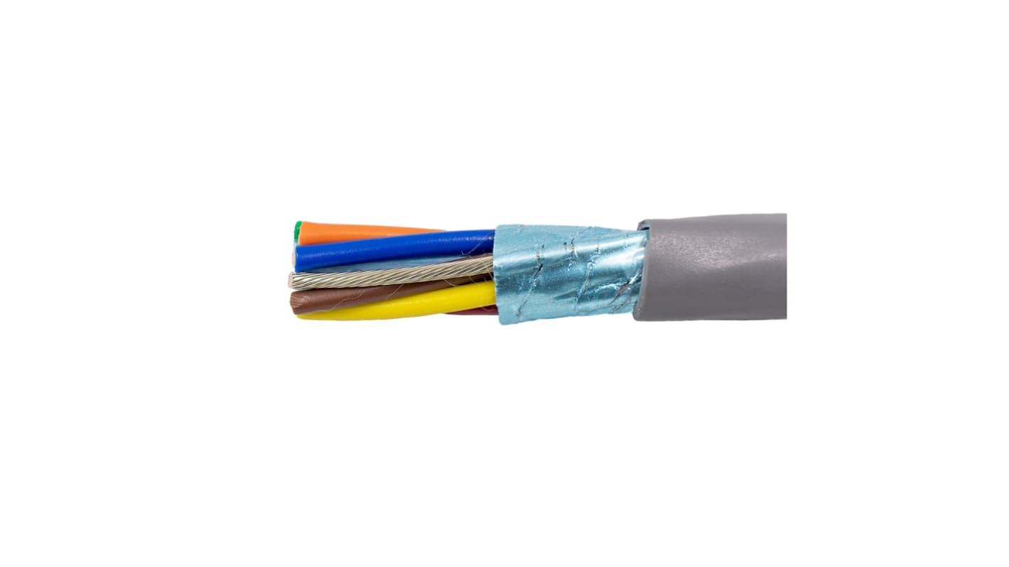 6300/8 SL001 Alpha Wire Control Cable, 8 Cores, Screened, 305m, Grey