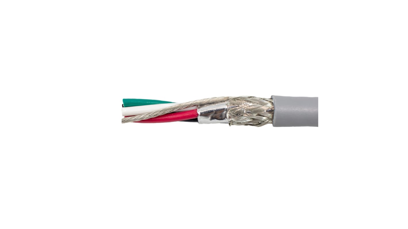 Alpha Wire Alpha Essentials Communication & Control Control Cable, 7 Cores, Screened, 30m, Grey PVC Sheath, 24 AWG