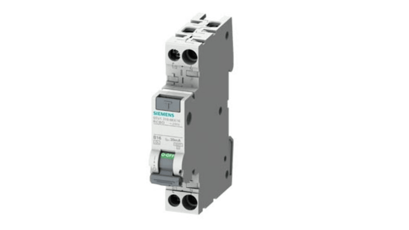 Disjoncteur différentiel magnéto-thermique Siemens 4A 1P+N, sensibilité 30mA Type C, 5SV1316