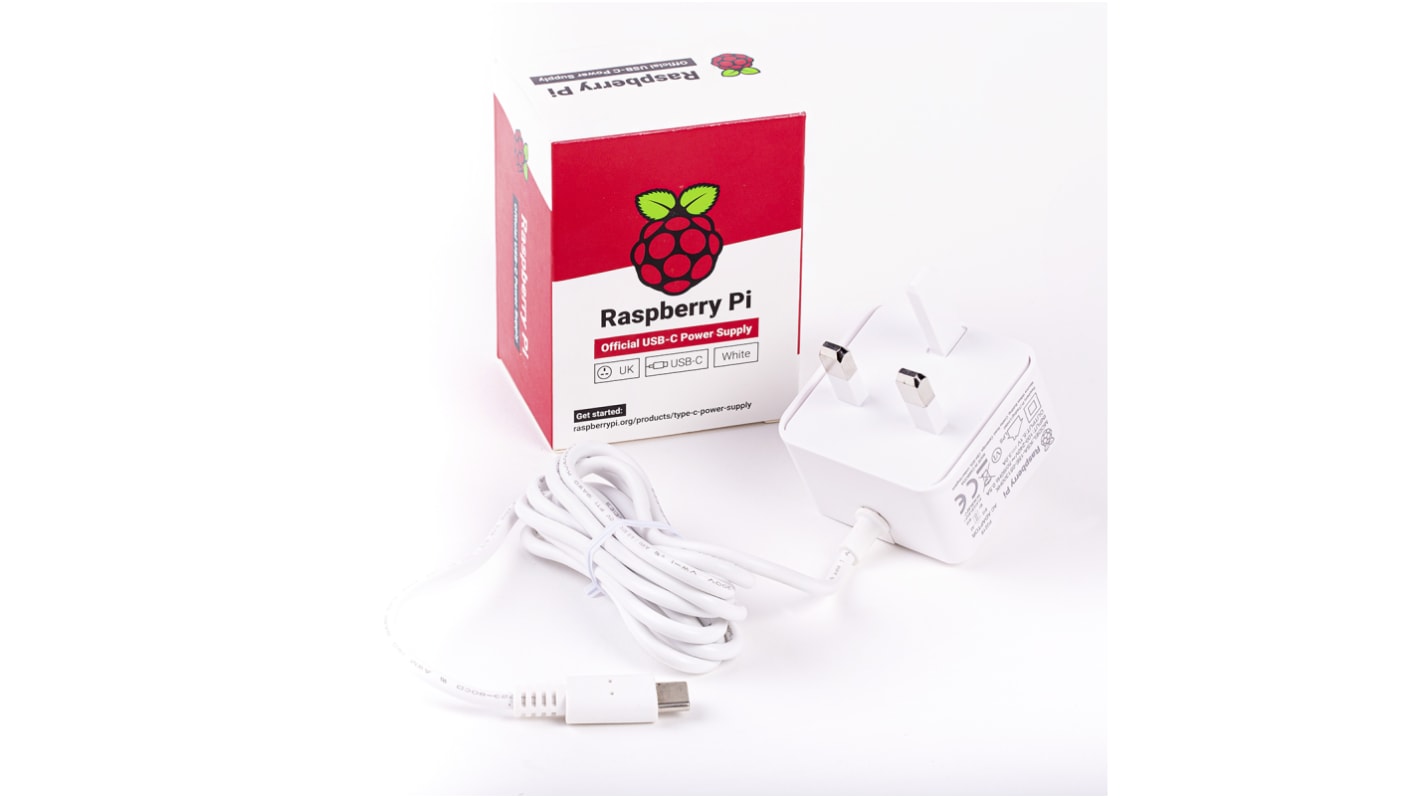 Raspberry Pi Power Supply, USB Type C with UK Plug Type, 1.5m