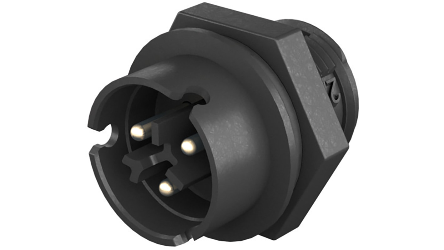 Wieland RST 08i2/3 Series Circular Connector, 3-Pole, Male, Panel Mount, 8A, IP66, IP68, IP69