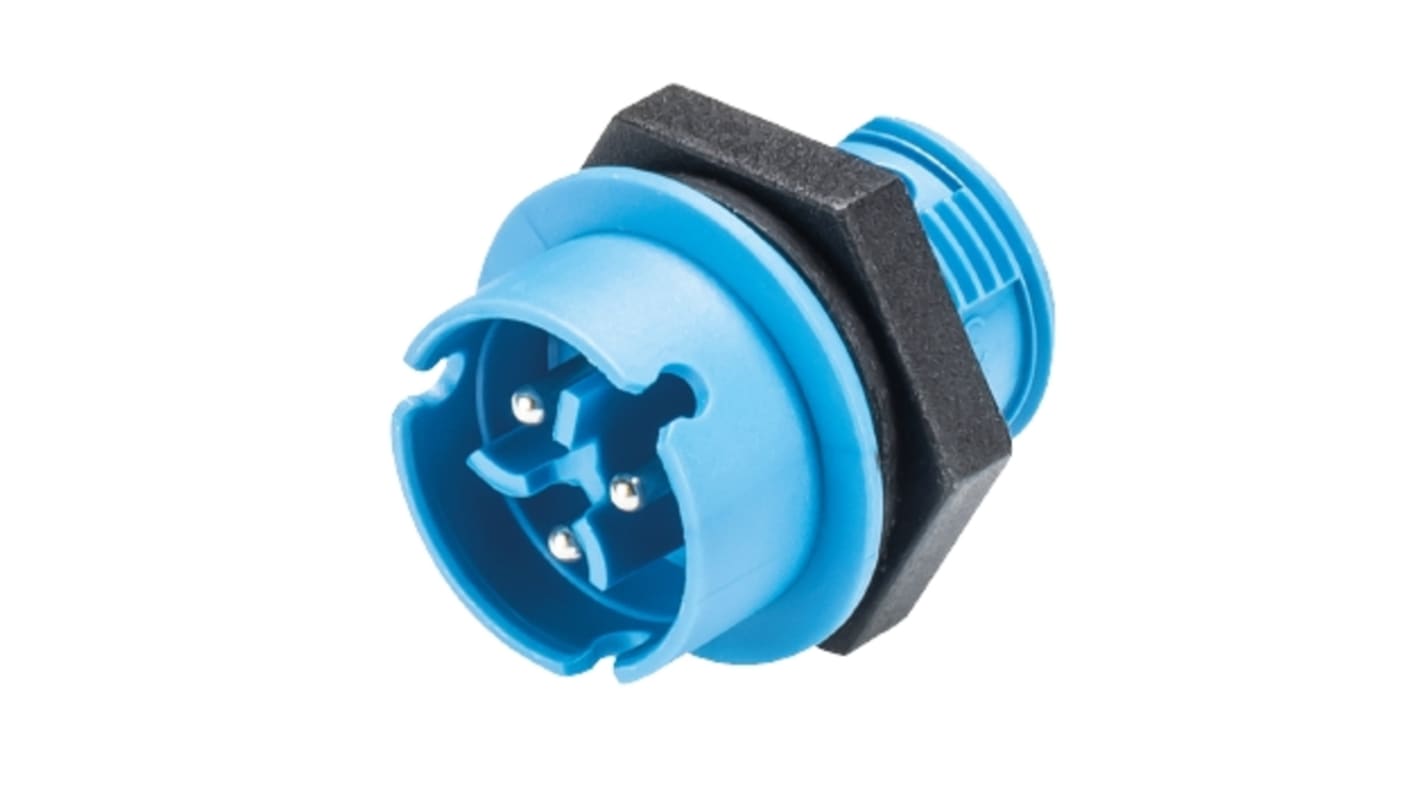 Wieland RST 08i2/3 Series Circular Connector, 3-Pole, Male, Panel Mount, 8A, IP66, IP68, IP69