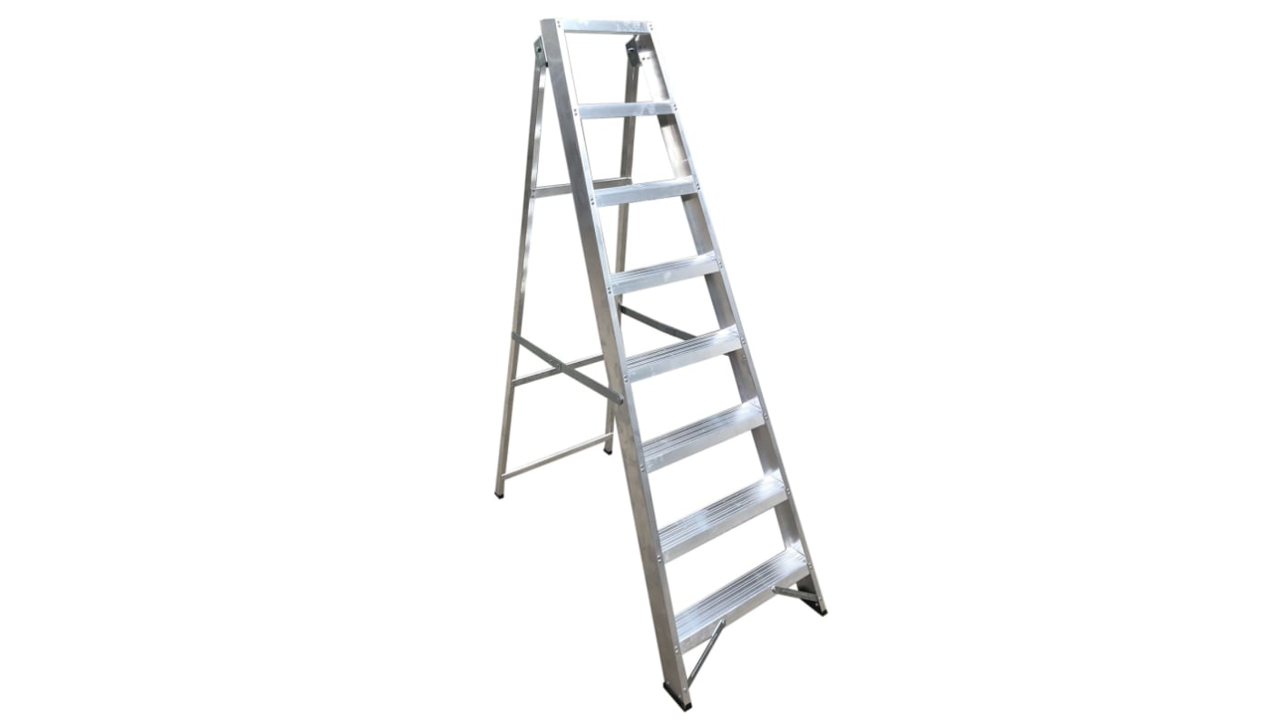 RS PRO Aluminium 8 steps Step Ladder, 1.7m open length