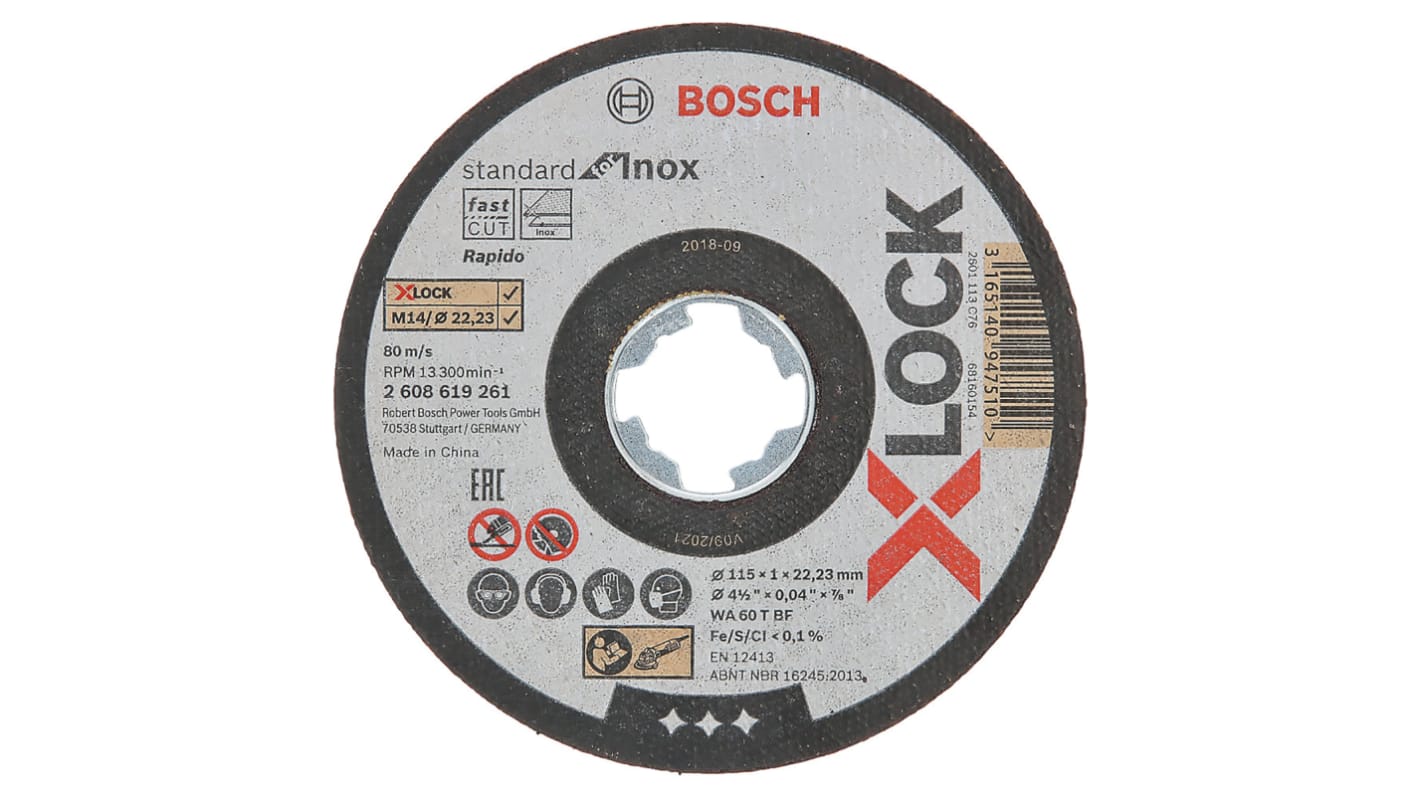 Bosch X-Lock Aluminium Oxide Cutting Disc, 125mm x 1.6mm Thick, 25 in pack