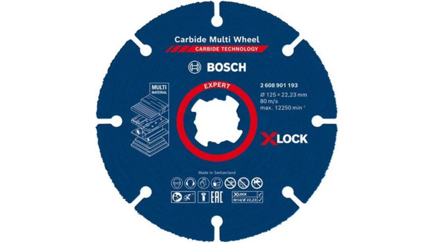 Disco de corte de Carburo Bosch, Ø 125mm, RPM máx. 80m/s