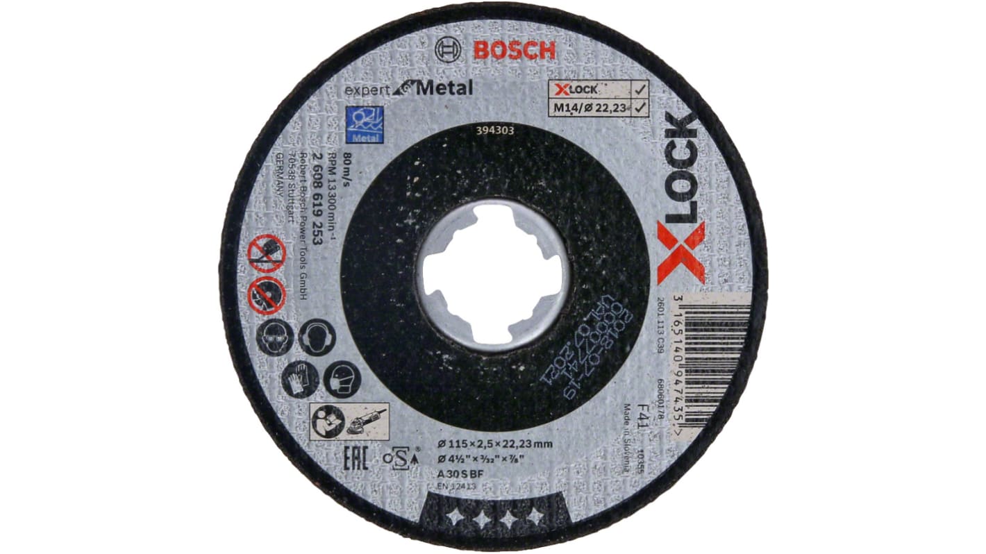 Disco de corte de Óxido de Aluminio Bosch, P120, Ø 115mm x 2.5mm, RPM máx. 80m/s