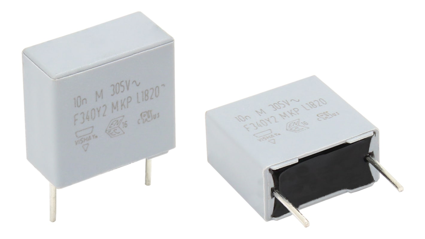 Vishay F340Y2, AEC-Q200 Y2 Folienkondensator 22μF ±20% / 305V ac, THT Raster 15mm