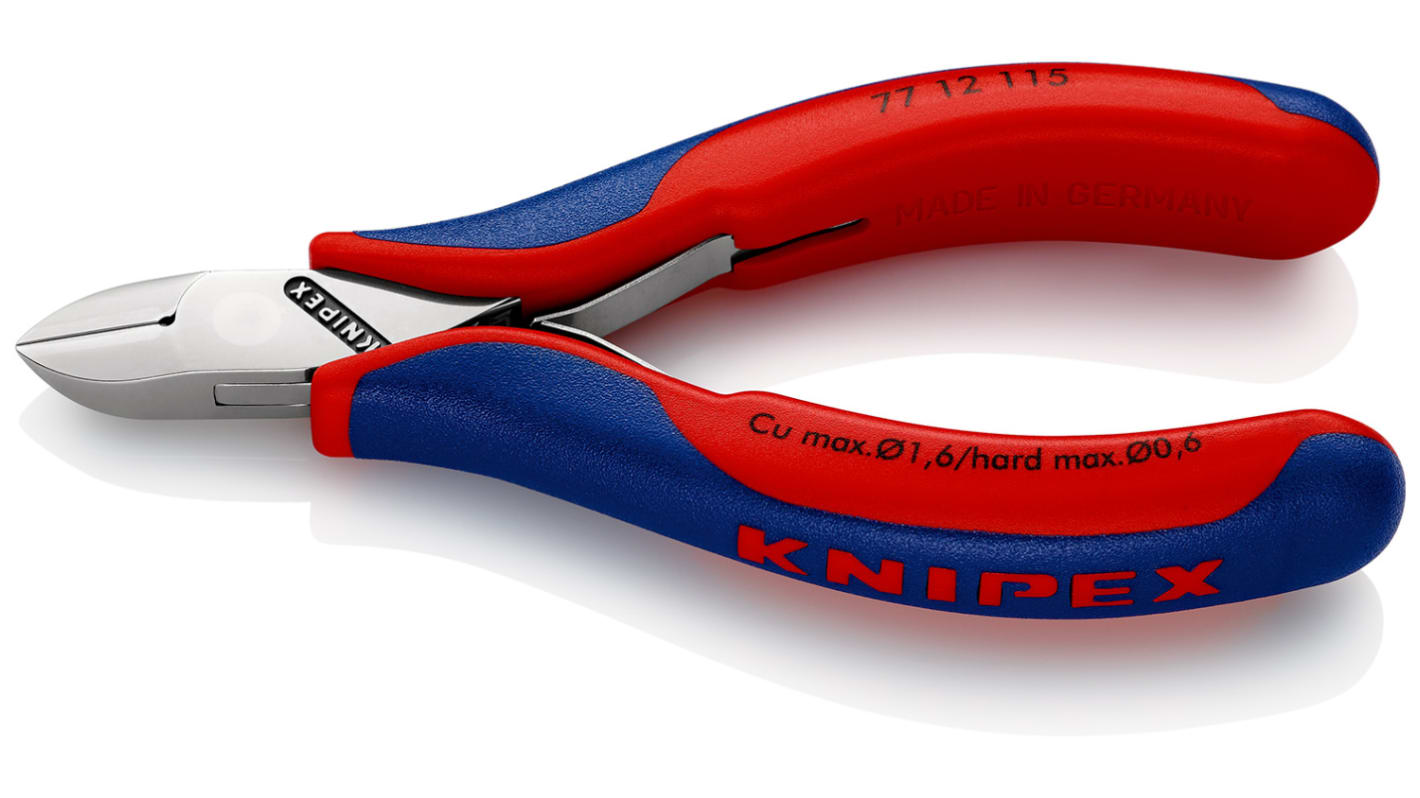 Knipex Skævbider, L: 115 mm, Forkromet stål med kuglelejer