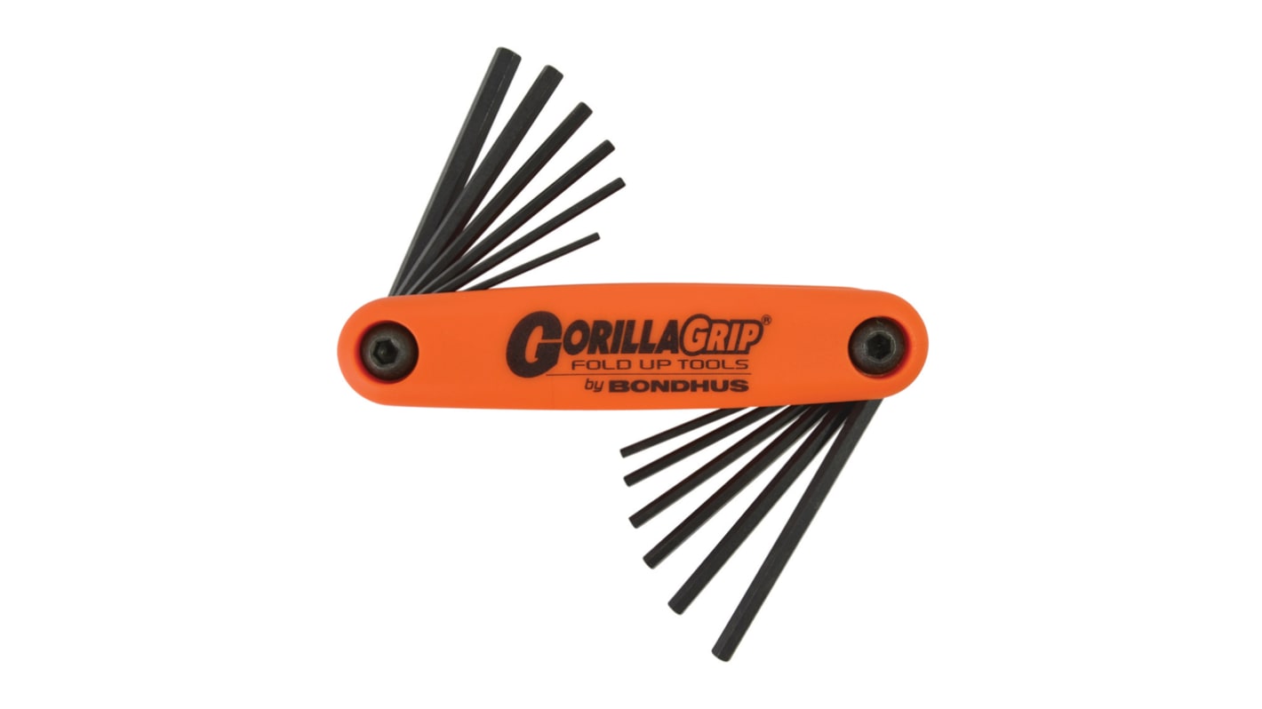 HF12 Bondhus 12 piece Folding Imperial, Metric Hex Key Set, 1.5 → 5mm