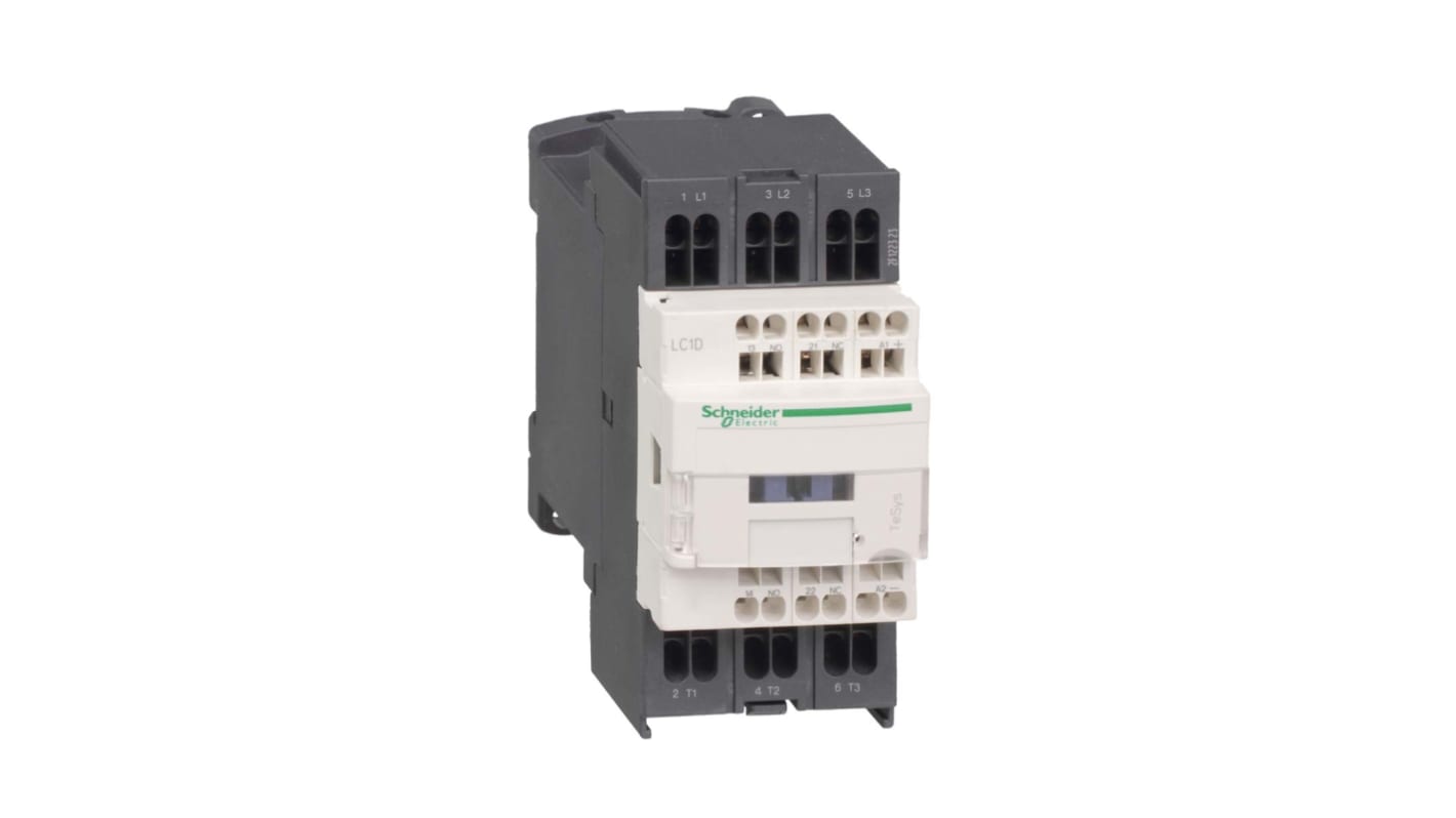 Schneider Electric TeSys D Series Contactor, 24 V dc Coil, 3-Pole, 12 A, 7.5 kW, 3NO, 300 V ac → 690 V dc