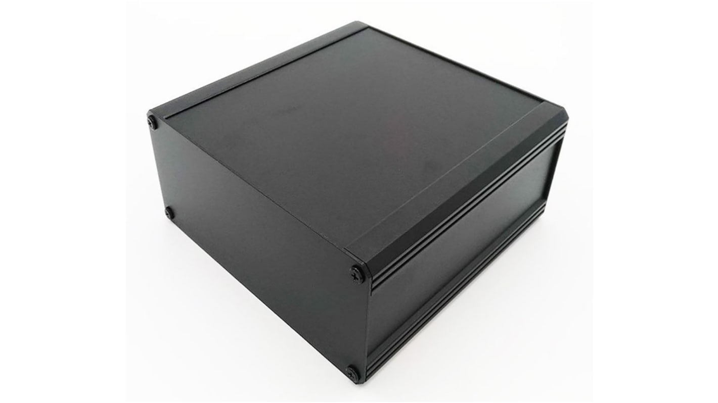 RS PRO Black Extruded Aluminium Heat Sink Case, IP40, Black Lid, 200 x 200 x 130mm