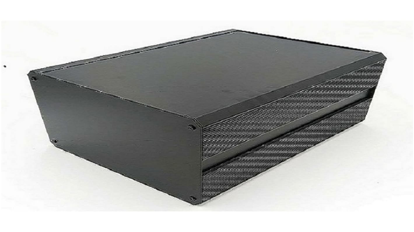 RS PRO Black Extruded Aluminium Heat Sink Case, IP40, Black Lid, 400 x 200 x 219mm