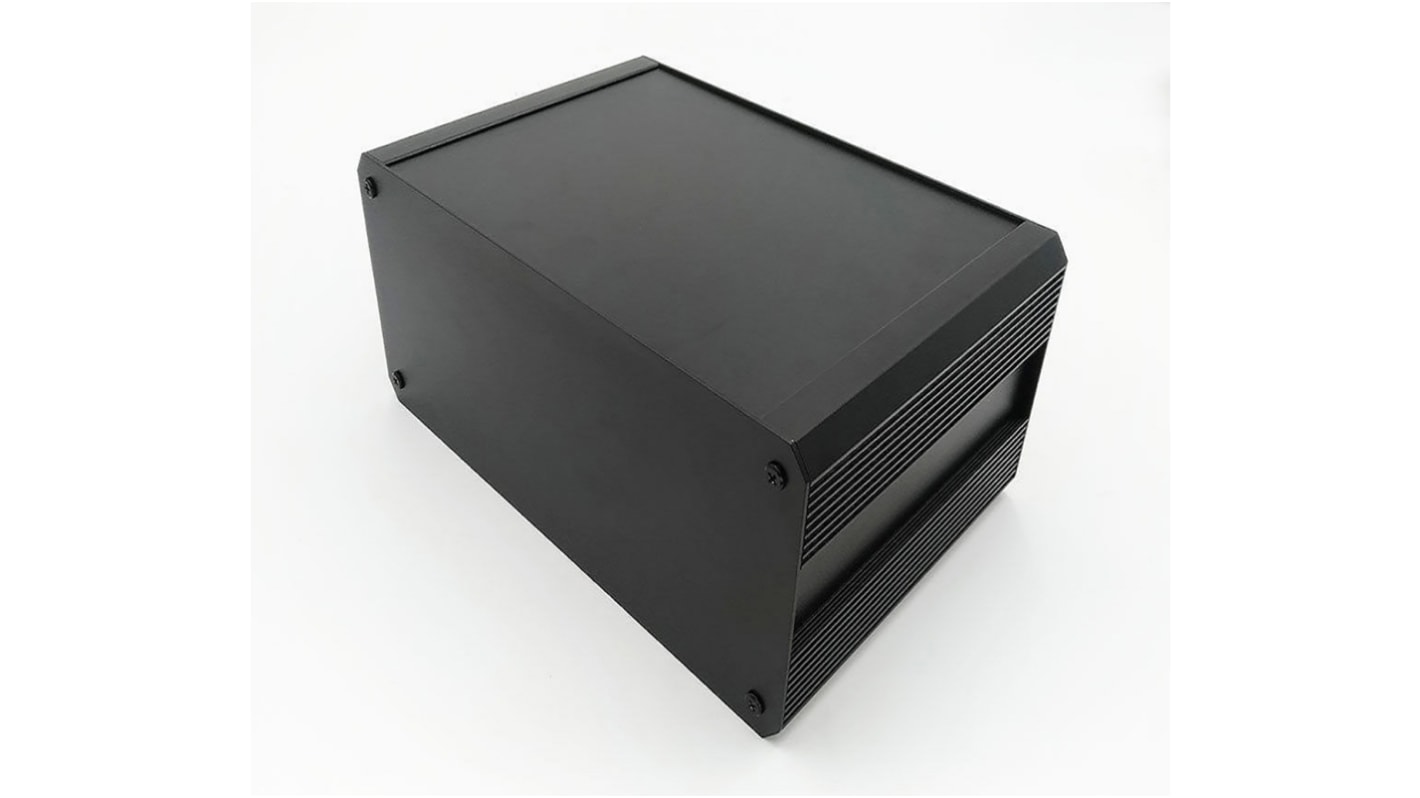 RS PRO Black Extruded Aluminium Heat Sink Case, IP40, Black Lid, 200 x 300 x 219mm