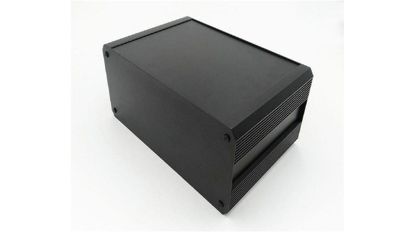 RS PRO Black Extruded Aluminium Heat Sink Case, IP40, Black Lid, 400 x 300 x 264mm