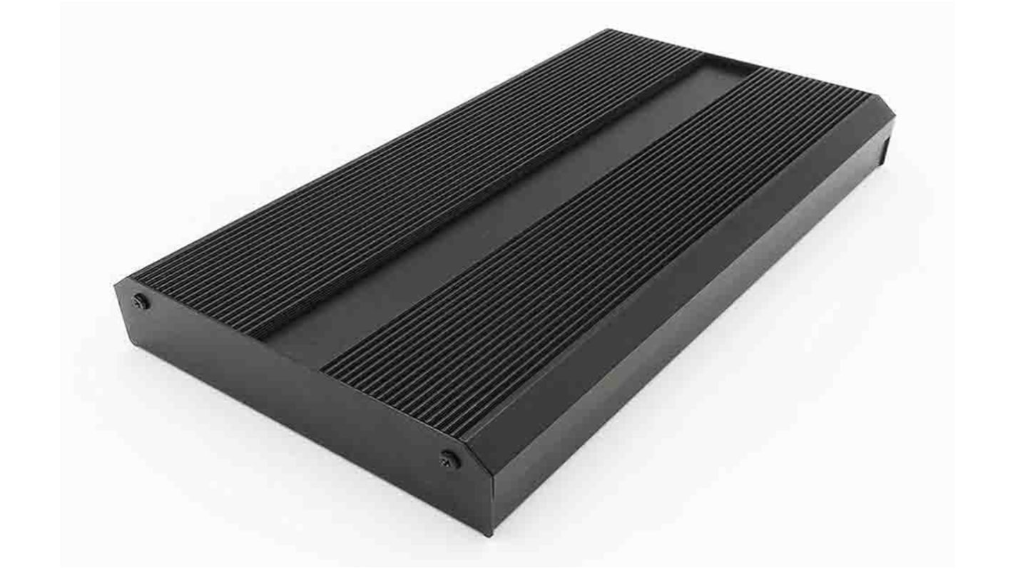 RS PRO Black Extruded Aluminium Heat Sink Case, IP40, Black Lid, 399 x 175 x 50mm