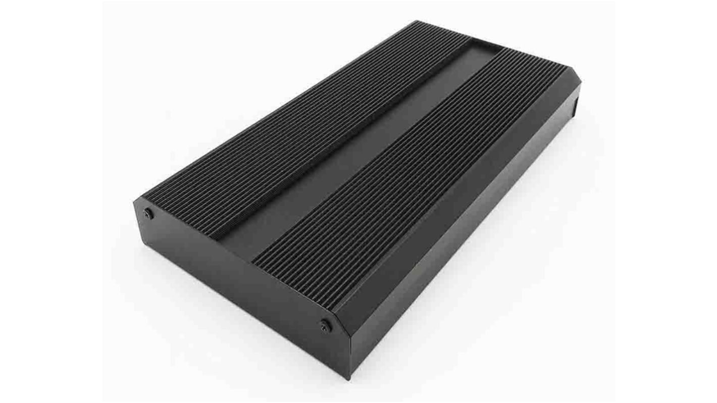 RS PRO Black Extruded Aluminium Heat Sink Case, IP40, Black Lid, 299 x 219 x 50mm