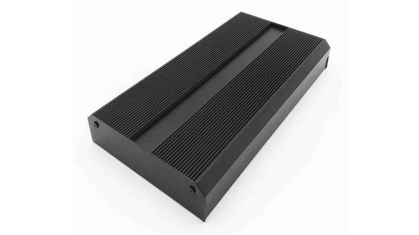 RS PRO Black Extruded Aluminium Heat Sink Case, IP40, Black Lid, 399 x 264 x 50mm