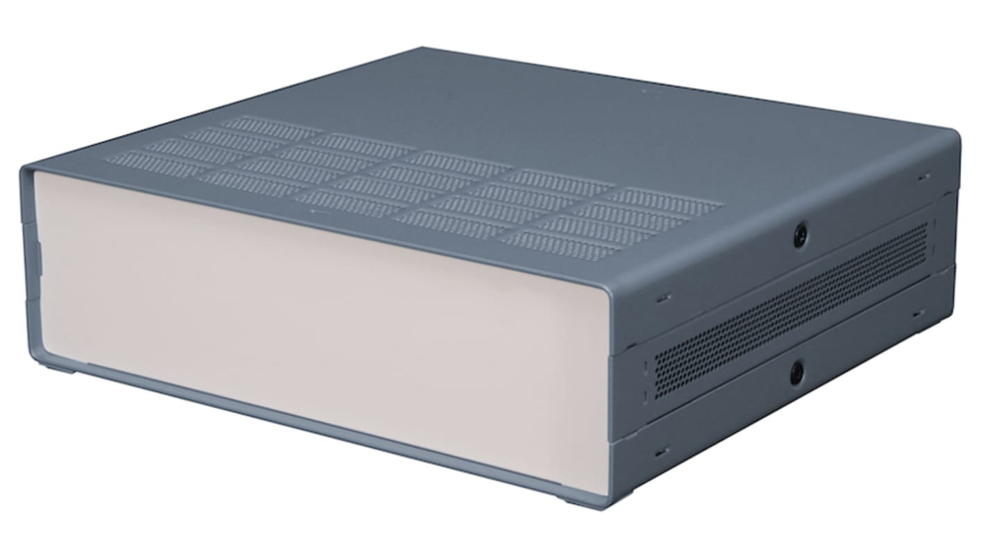 RS PRO Grey Extruded Aluminium Enclosure, IP30, Grey Lid, 279 x 305 x 87mm