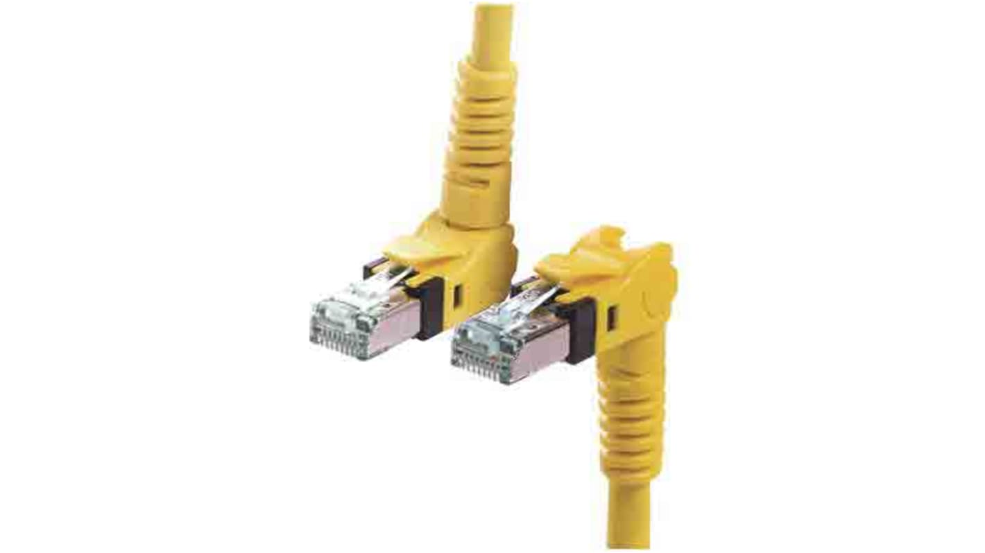 HARTING Cat6a All Directions Male RJ45 to All Directions Male RJ45 Ethernet Cable, S/FTP, Yellow PUR Sheath, 0.5m,