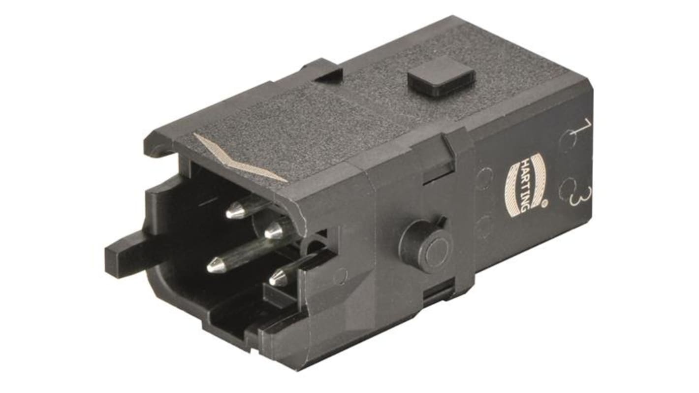 HARTING Han 1A Industrie-Steckverbinder Kontakteinsatz, 3-polig 10A Stecker, Schrauben