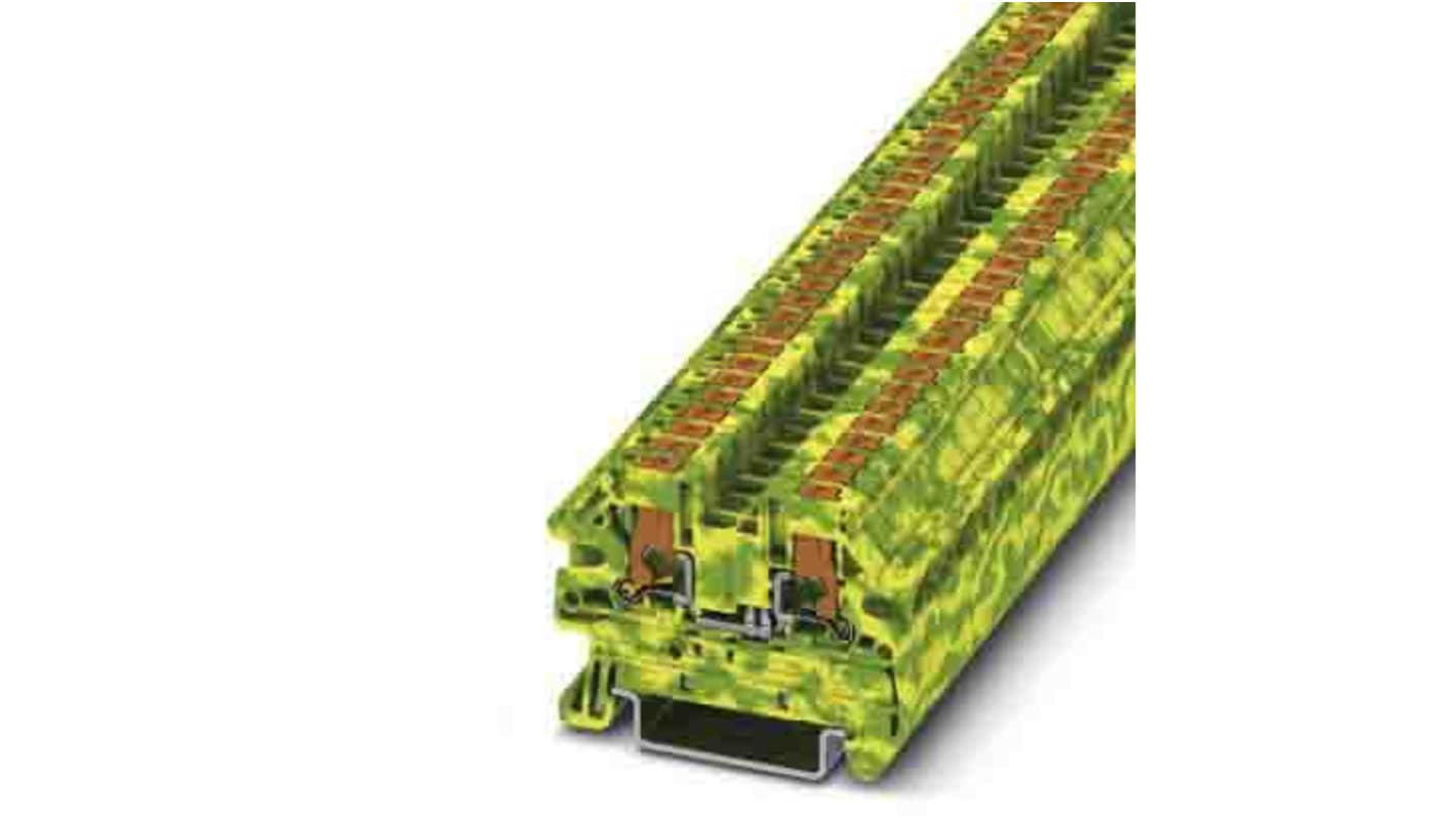 Phoenix Contact PTV Series Green, Yellow Feed Through Terminal Block, 0.14 → 2.5mm², Single-Level, Push In