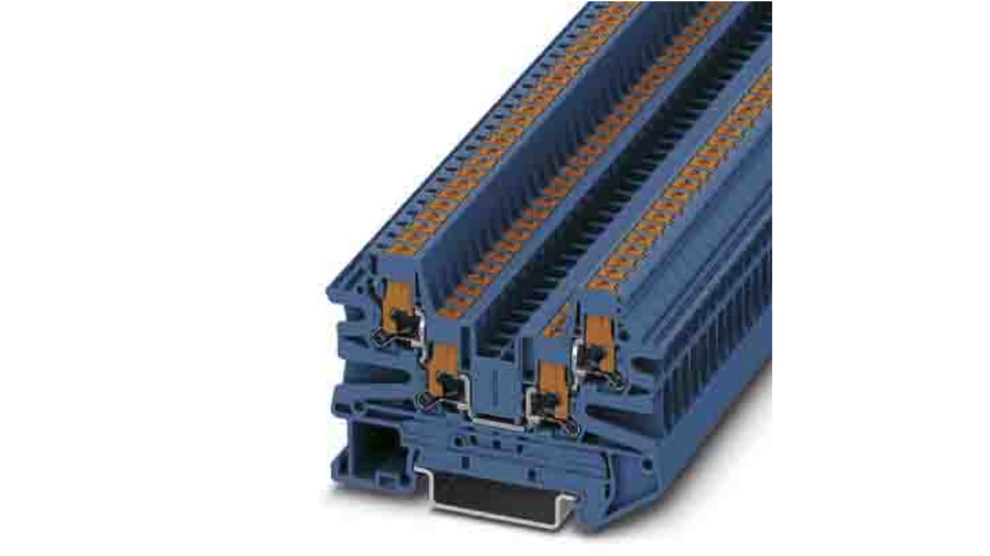 Phoenix Contact PTV Series Blue Feed Through Terminal Block, 0.14 → 2.5mm², Single-Level, Push In Termination,