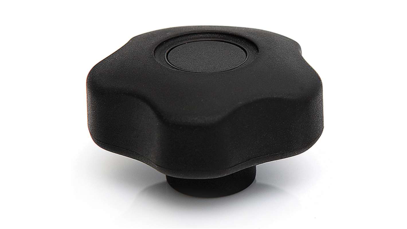 RS PRO Black Multiple Lobes Clamping Knob, M10, Threaded Through Hole RS