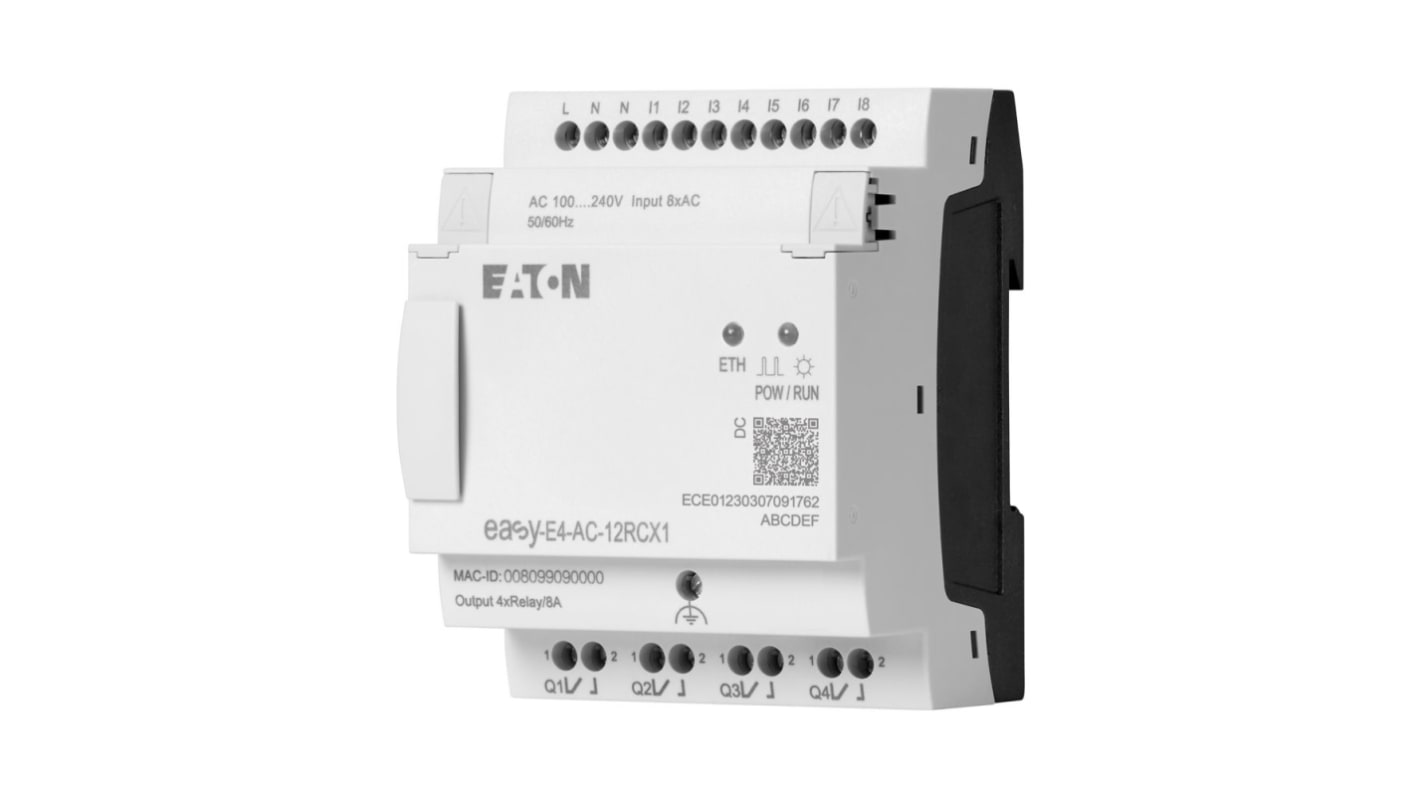 Řídicí relé řada EasyE4, výstup: Digitální, relé Ethernet Ethernet 8 4 Lišta DIN 100→ 240 V stř./dc Eaton