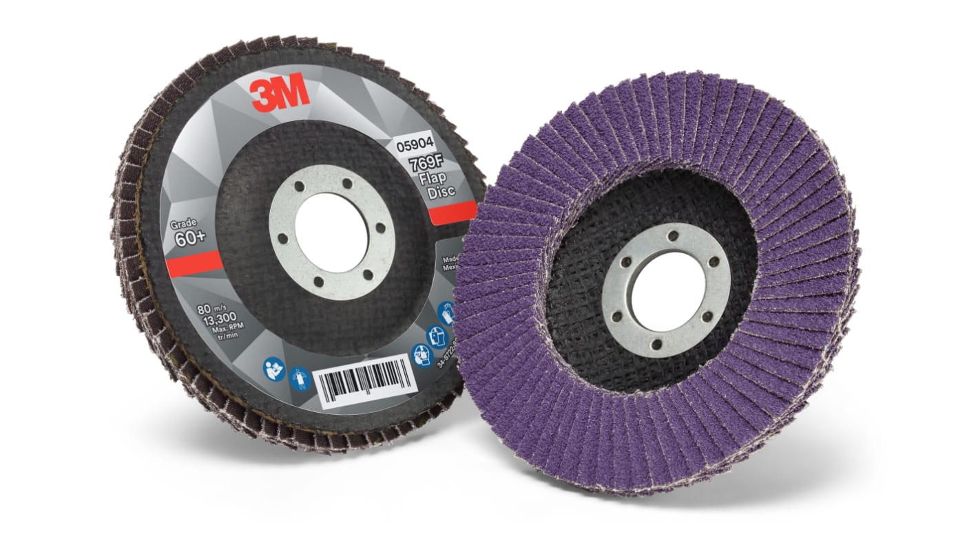 3M Zirconia Aluminium Flap Disc, 125mm, Fine Grade, P120 Grit, 769F