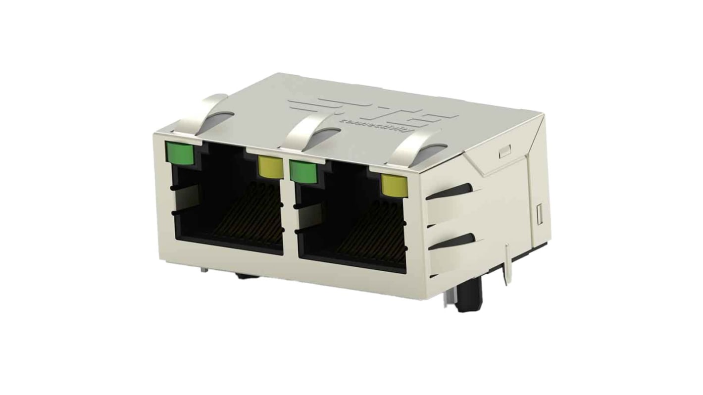 Conector RJ45 Cat5 Hembra TE Connectivity serie 2337994, de 8 vías, apantallamiento Latón chapado en níquel