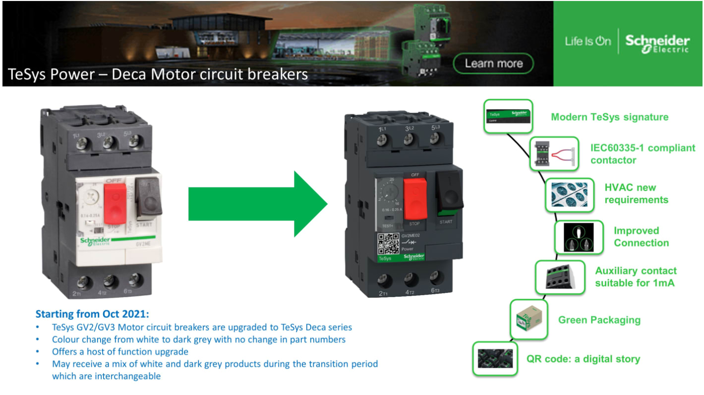 Disjoncteur thermique Schneider Electric GV3L, 73A, 3 pôles, 690V c.a.