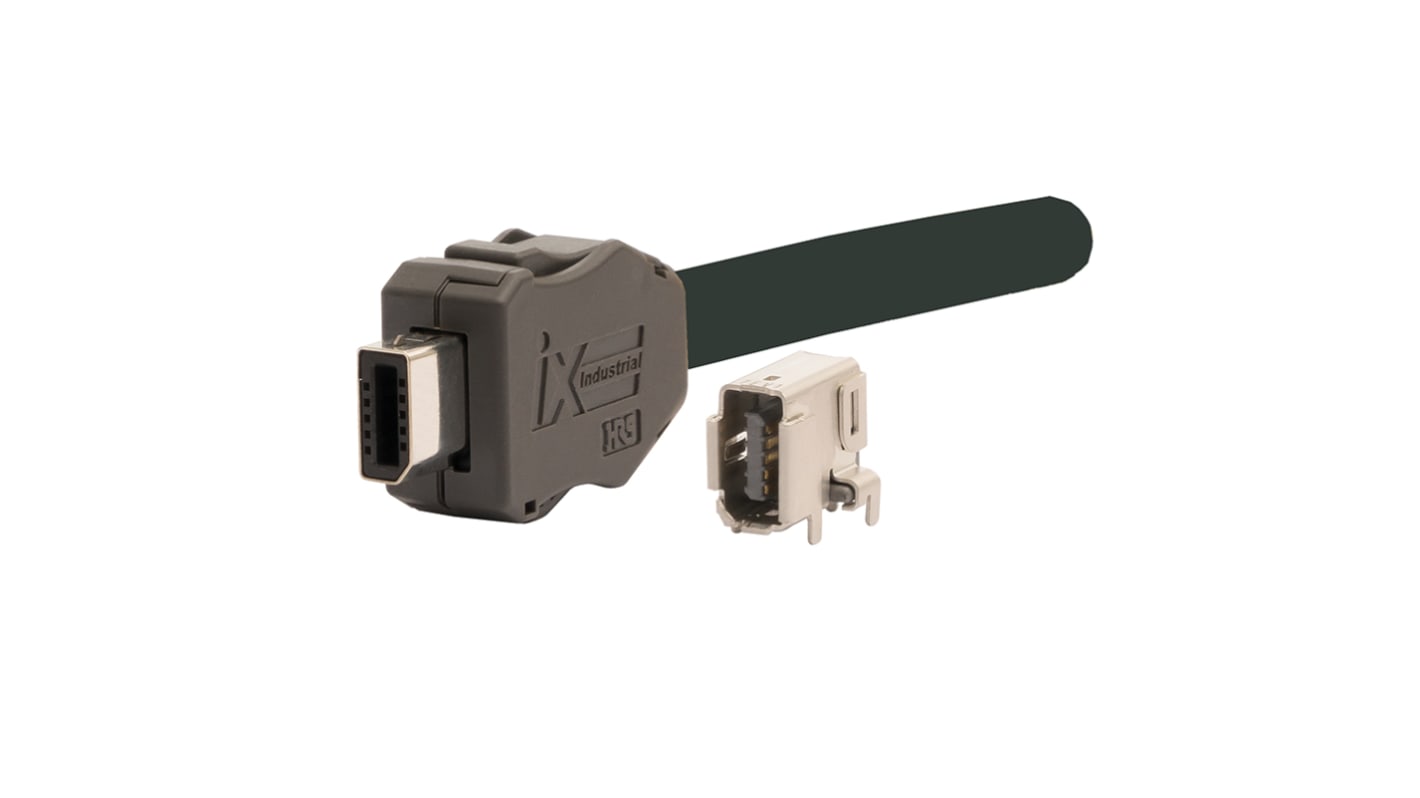 Hirose IX Series, Cable Mount Mini I/O Connector Plug, 10 Way, Shielded