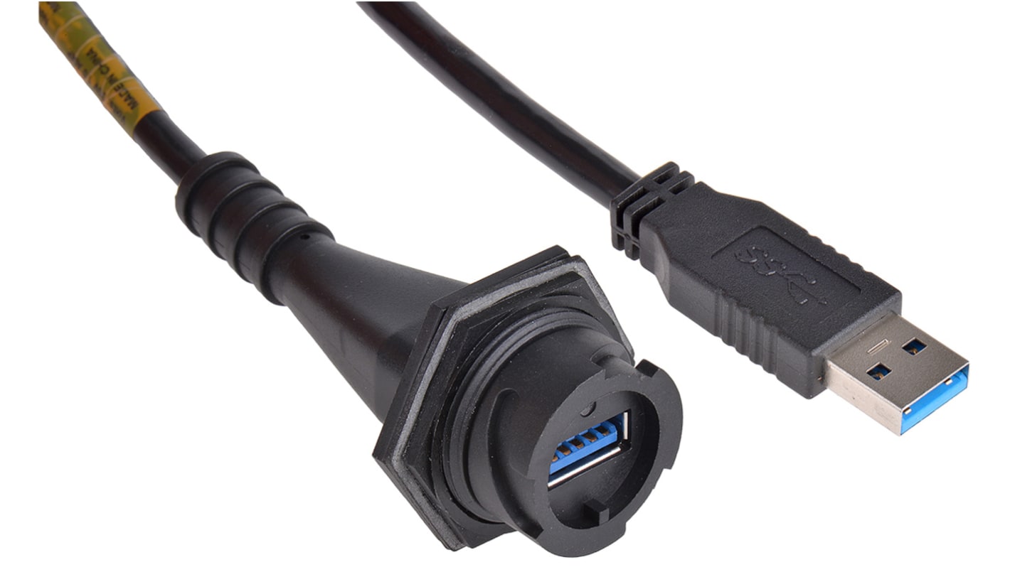 Kabel USB Złącze A USB A Złącze B USB A dł. 800mm Przewód przedłużający USB USB 3.0 kolor: Czarny