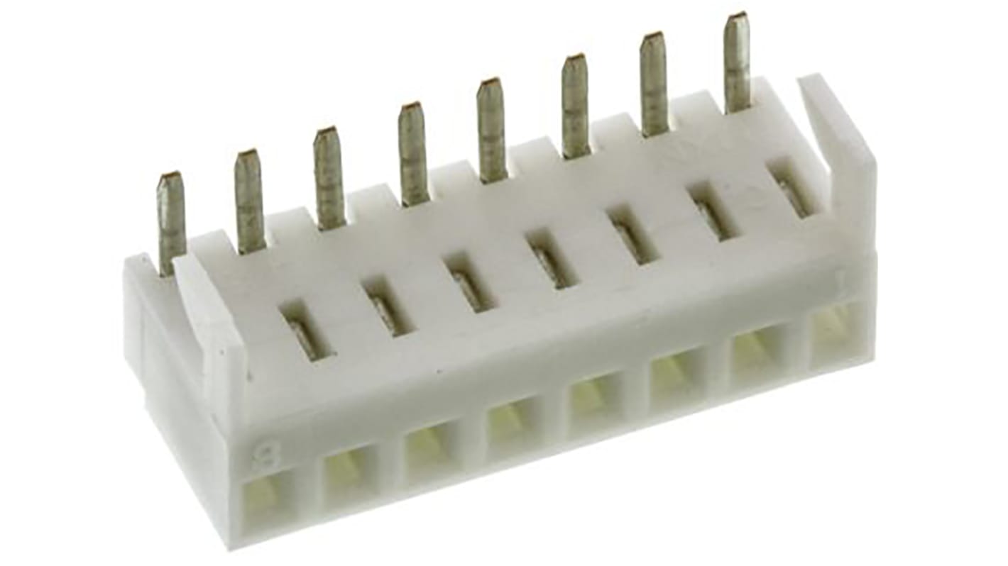 Conector de PCB Ángulo de 90° Molex 4455, de 8 vías en 1 fila, paso 2.54mm, 500 V, 2.5A, Montaje en orificio pasante,