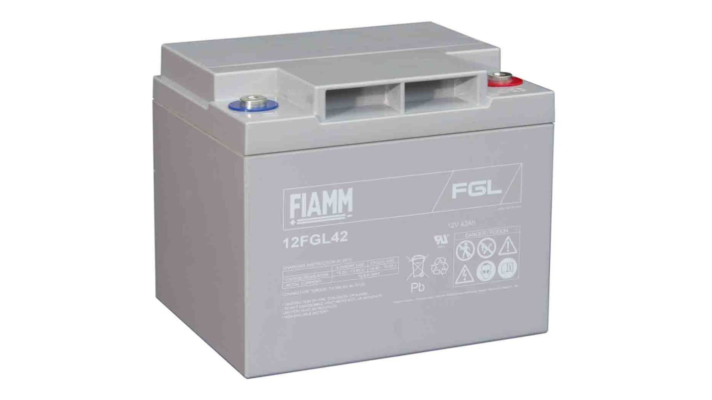 Batteria al piombo sigillata Fiamm, 12V, 42Ah, 198 x 165 x 170mm, Maximum of +25°C