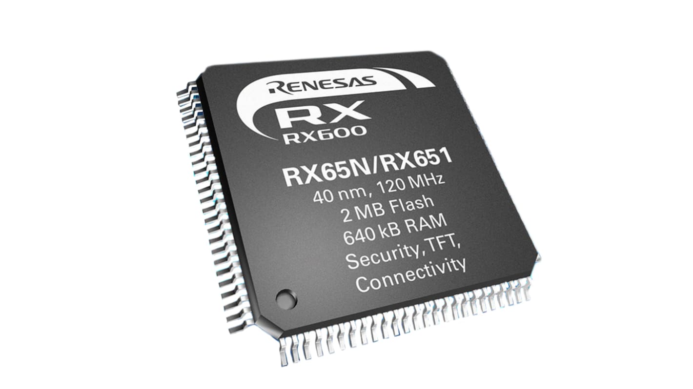 Renesas Electronics R5F56519BDBP#20, 32bit RXv2 Microcontroller, RX65N, 120MHz, 1 MB Flash, 64-Pin TFBGA