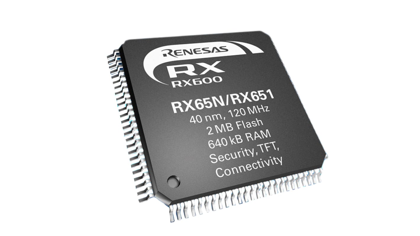Microcontrollore Renesas Electronics, RXv2, TFBGA, RX65N, 64 Pin, Montaggio superficiale, 32bit, 120MHz