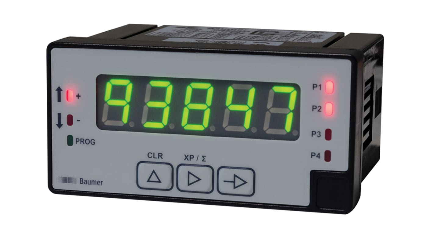 Contador Baumer de Frecuencia, pulso, tiempo, con display LED de 5 dígitos, 10.5 → 70 V dc, 21 → 53 V ac
