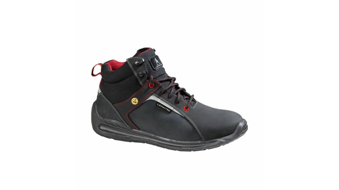 LEMAITRE SECURITE SUPER X Black, Grey, Red ESD Safe Steel Toe Capped Unisex Safety Shoes, EU 36