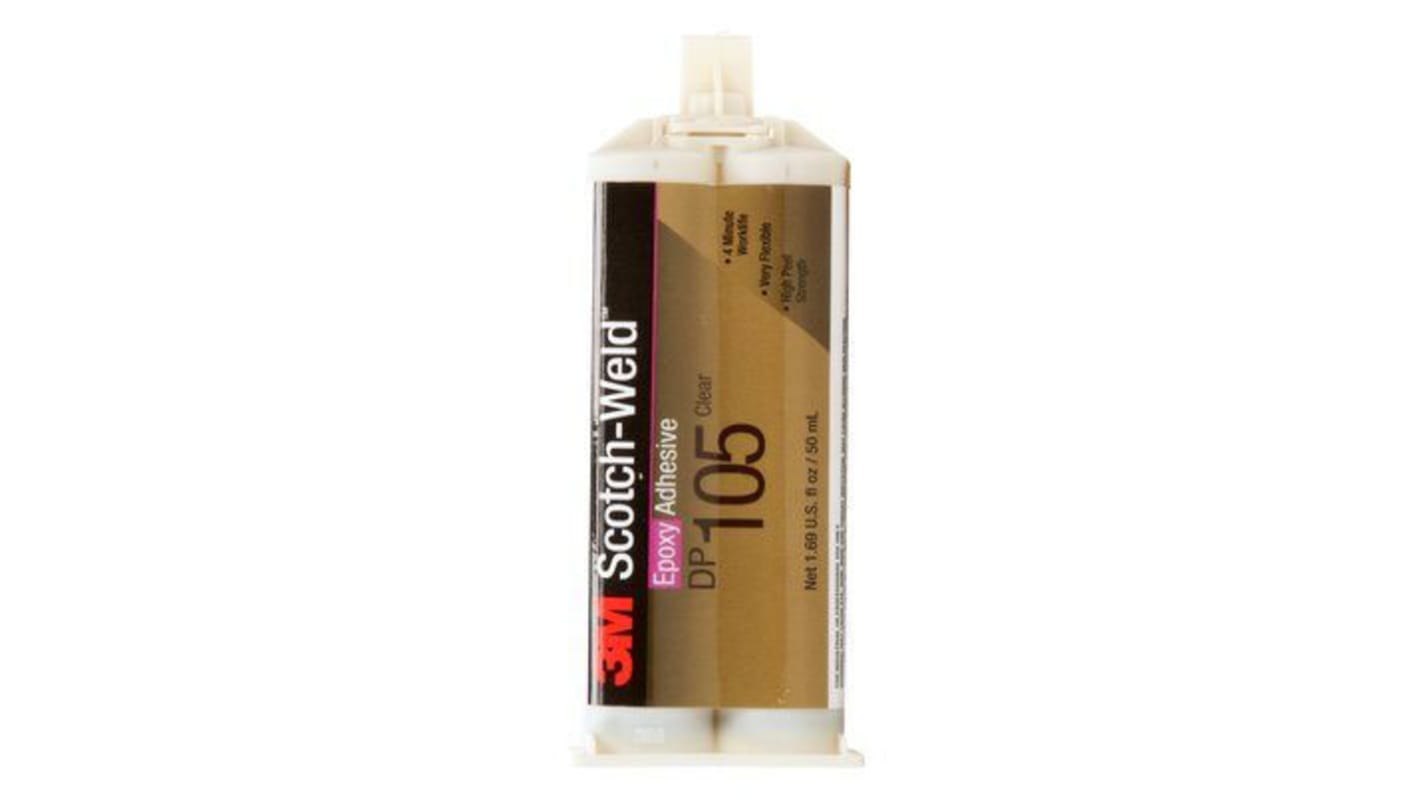 3M Scotch-Weld DP105 2K Epoxidkleber Flüssig Klar, Doppelkartusche 48 ml, für Keramik, Glas, Metall, Kunststoff, Holz