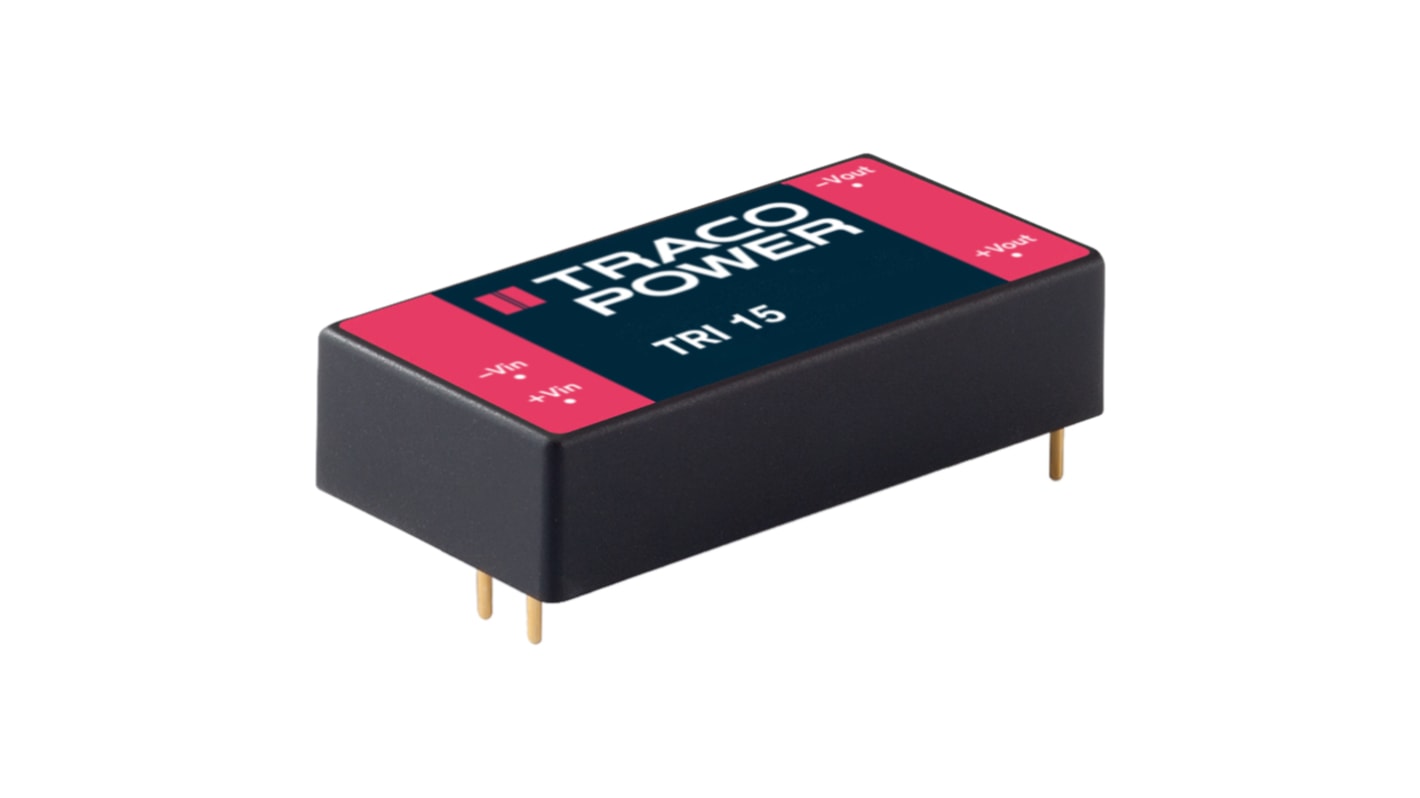 TRACOPOWER TRI 15 DC-DC Converter, 5.1V dc/ 3A Output, 9 → 18 V dc Input, 15W, Through Hole, +82°C Max Temp