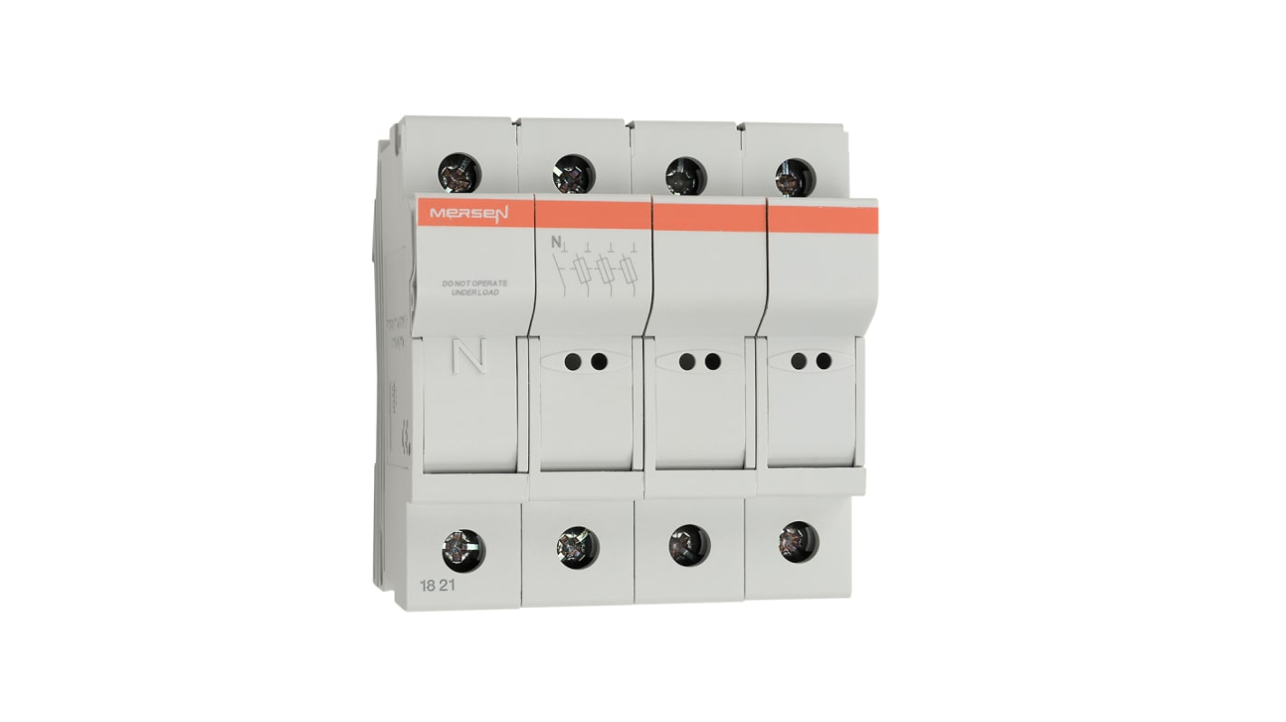 Mersen Sicherungshalter für Hutschienenmontage Modulostar für 8 x 31mm Sicherungen 25A 400V ac, Serie CMC8 3P+N-polig