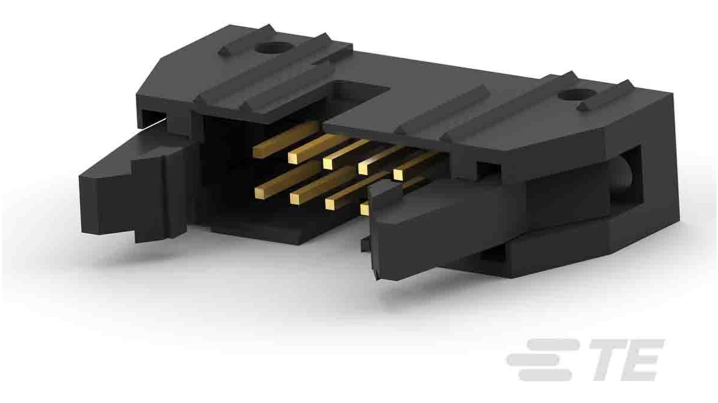 TE Connectivity AMP-LATCH Series Straight Through Hole PCB Header, 10 Contact(s), 2.54mm Pitch, 2 Row(s), Shrouded