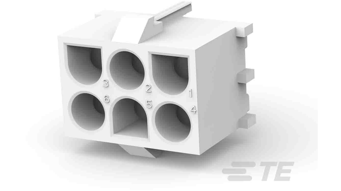 TE Connectivity Universal MATE-N-LOK Series Straight Through Hole Mount PCB Socket, 6-Contact, 2-Row, 6.35mm Pitch,