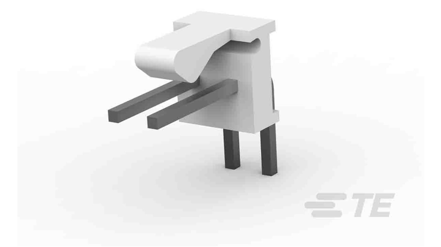 TE Connectivity MTA-100 Series Right Angle Through Hole Pin Header, 2 Contact(s), 2.54mm Pitch, 1 Row(s), Unshrouded